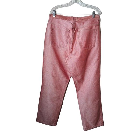 Vintage Reflect Jeans Womens 14 Salmon Pink Straight Wide Leg High Waisted - Picture 2 of 10